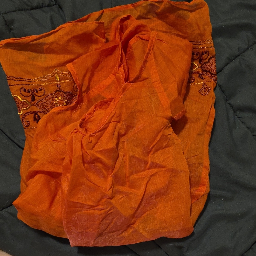 Orange Embroidered Women's Blouse